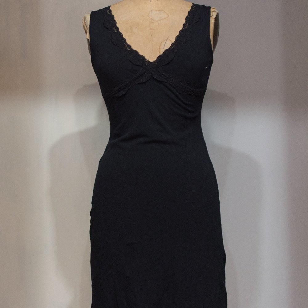 Vintage Lace Trimmed Black Mini Slip